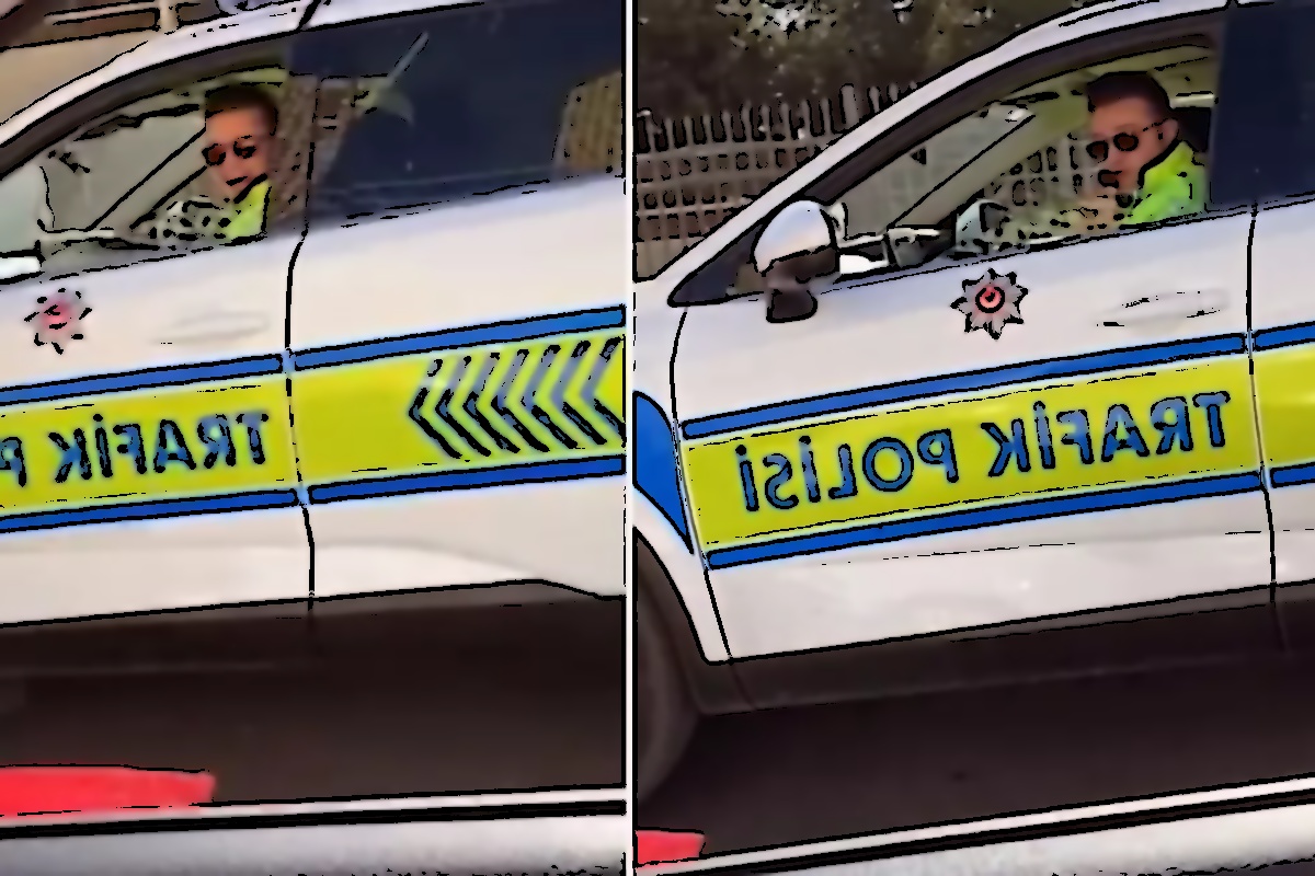 Trafikte Eğlenceli Anlar: Gelin Arabasında Damatla Polis Arasında Komik Diyalog